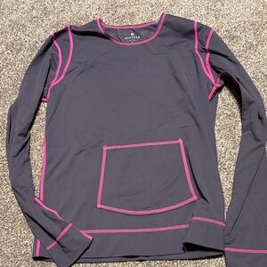 Athleta Dark Gray Top with Pink Trim